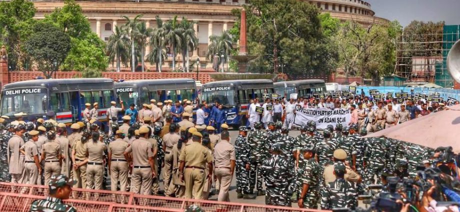 March of oppsiton in Adani case